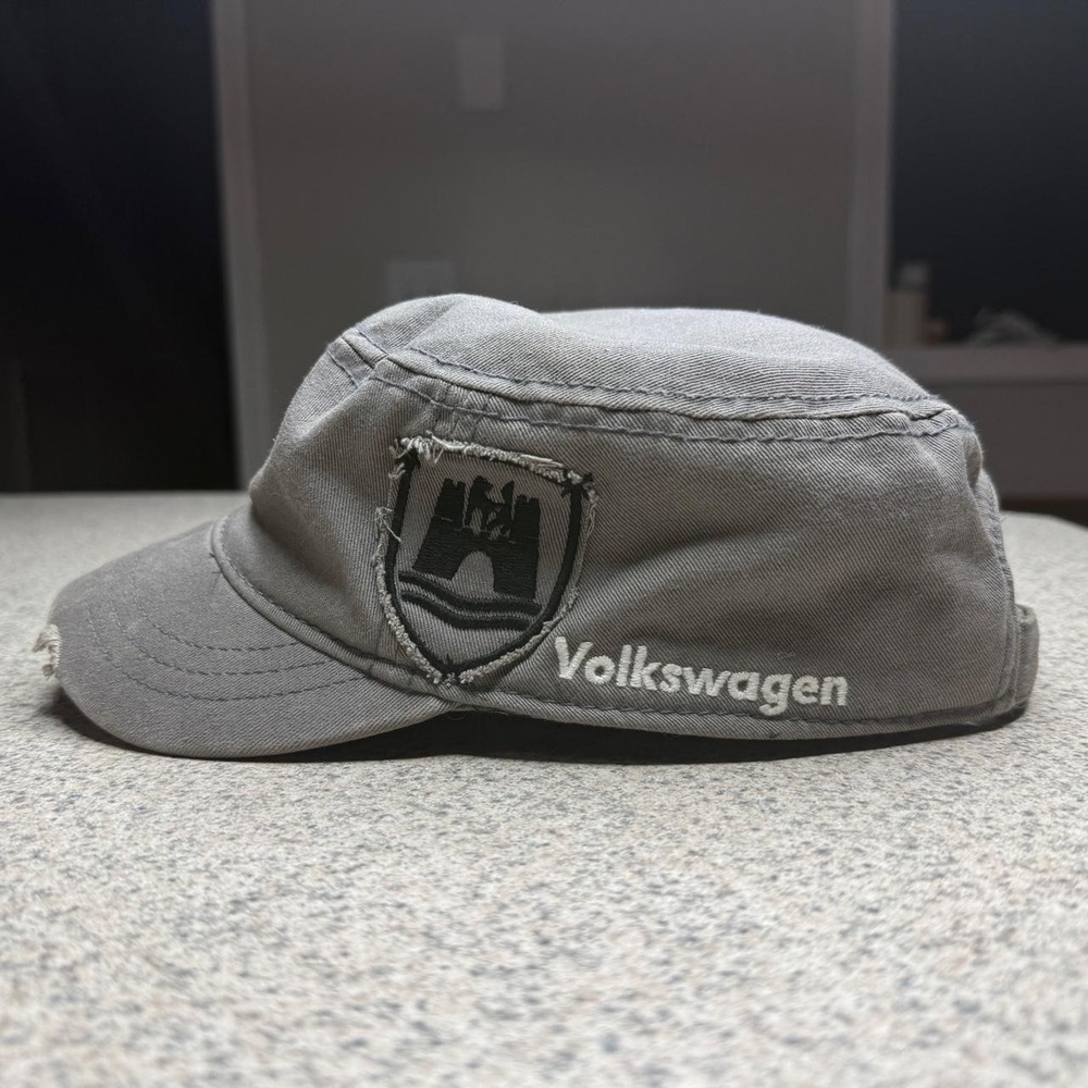 Vintage 2013 Volkswagen DriverGear Distressed Cadet Military Hat Grey